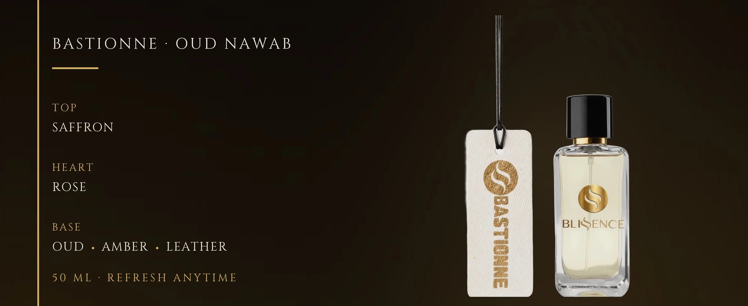 Flowertrail Bastionne Oud Nawab — fragrance notes infographic