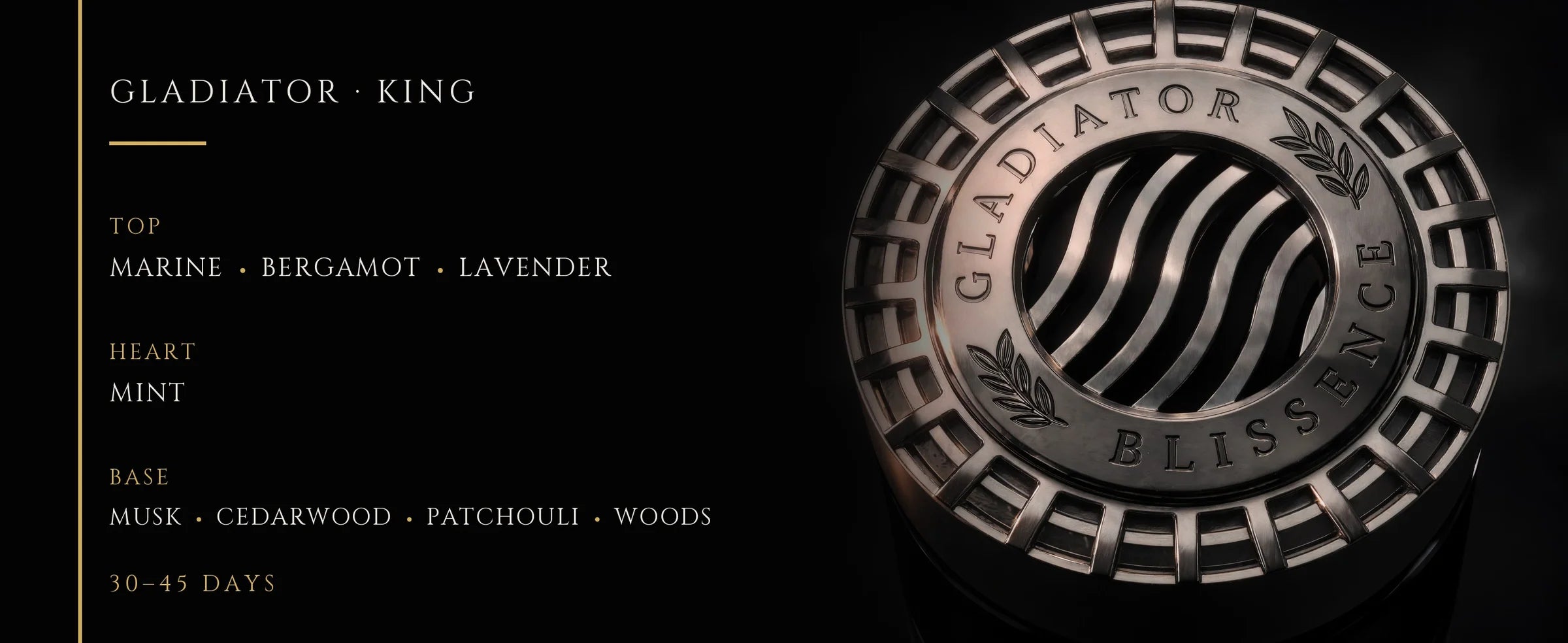 Flowertrail Gladiator King — fragrance notes infographic