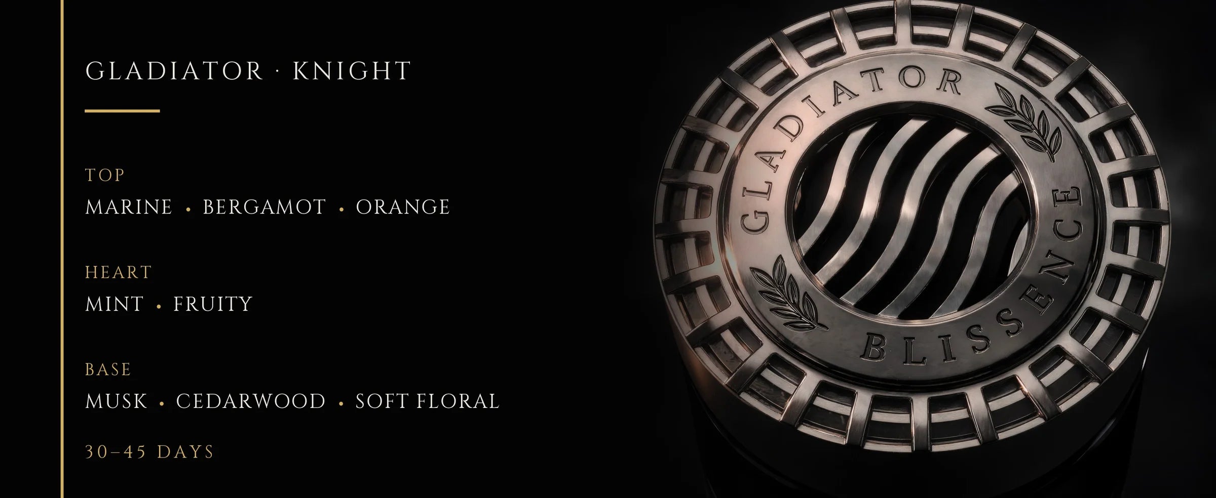 Flowertrail Gladiator Knight — fragrance notes infographic