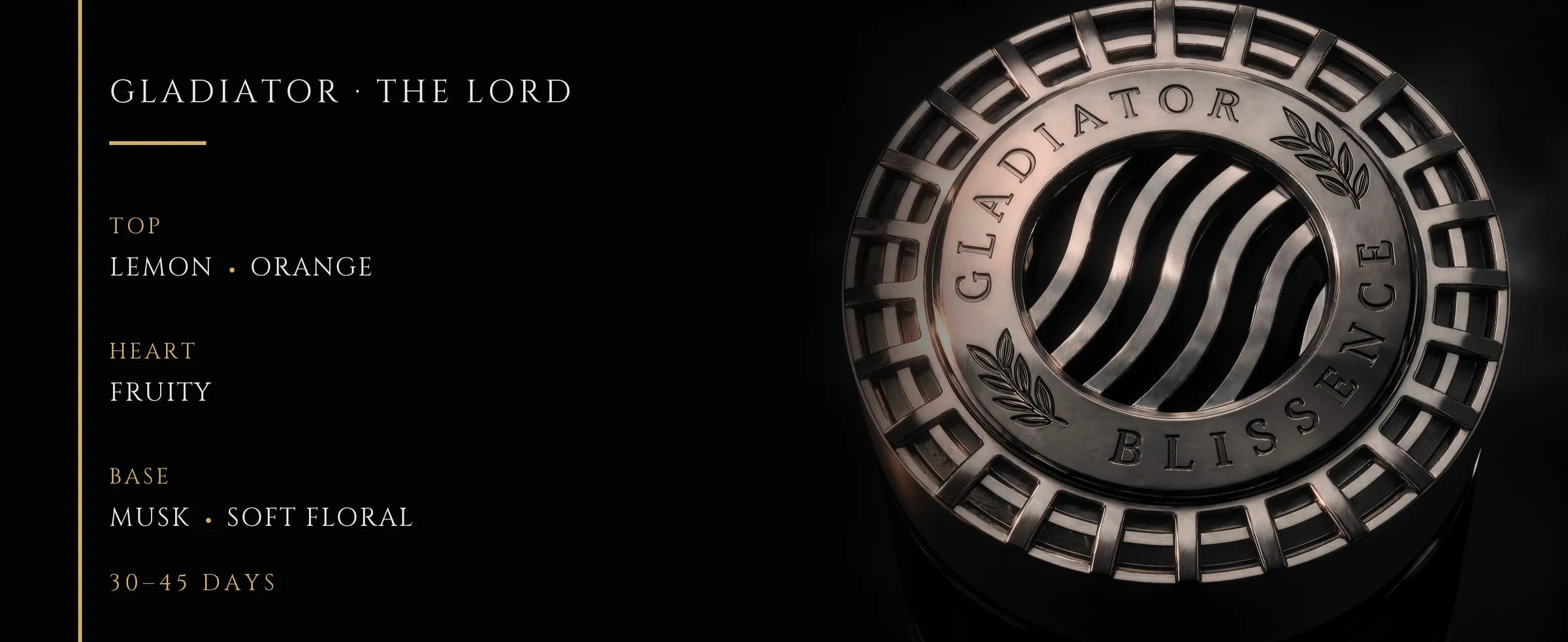 Flowertrail Gladiator The Lord — fragrance notes infographic