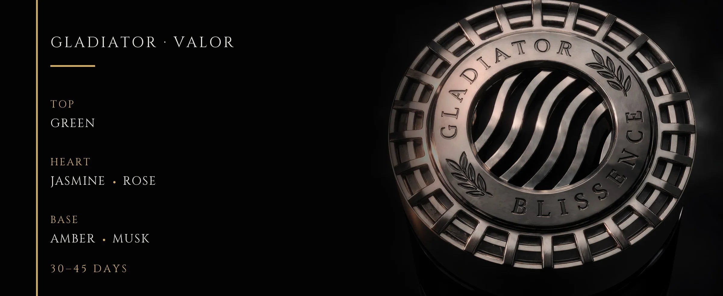 Flowertrail Gladiator Valor — fragrance notes infographic