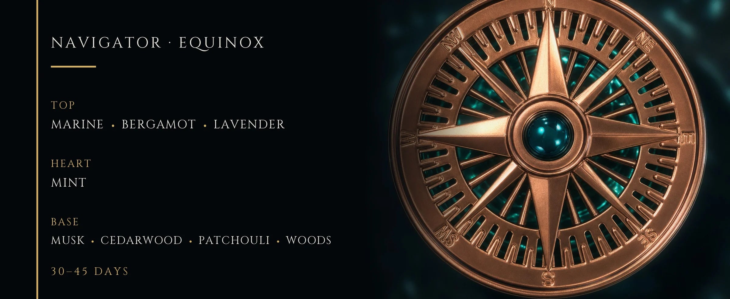 Flowertrail Navigator Equinox — fragrance notes infographic