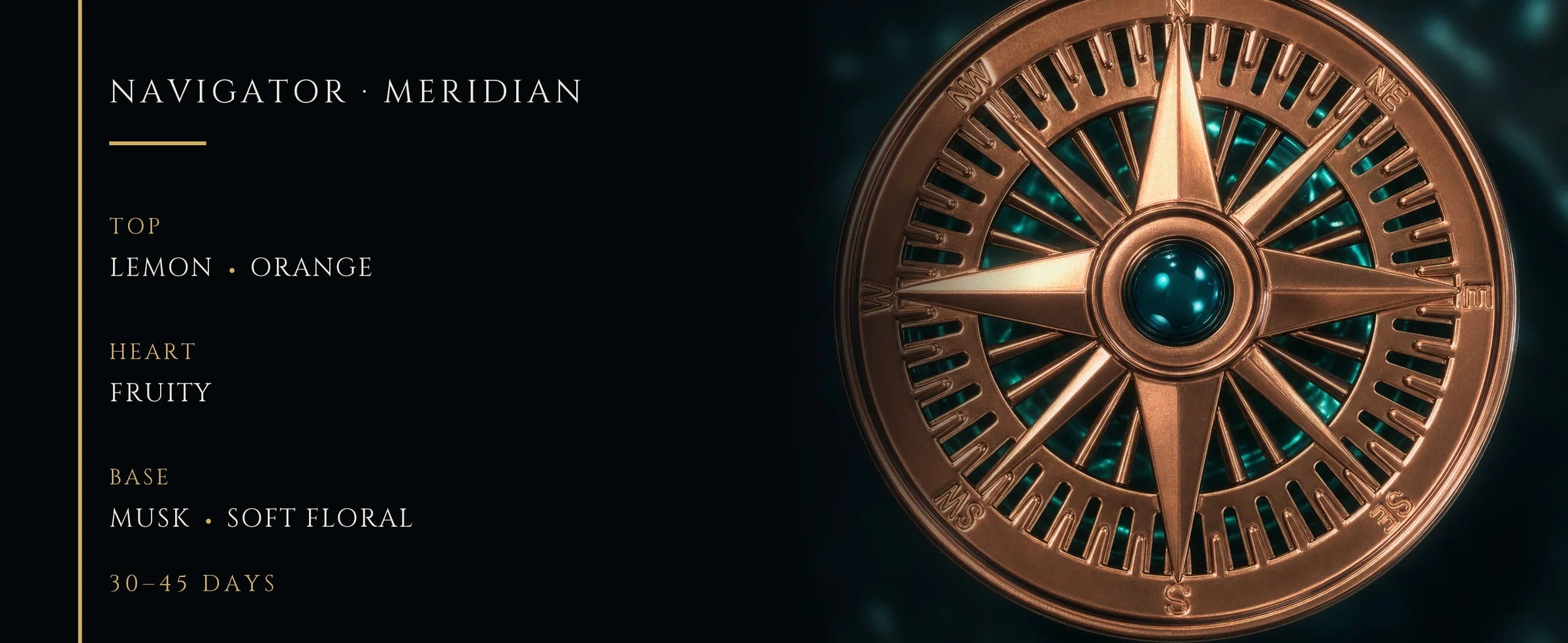 Flowertrail Navigator Meridian — fragrance notes infographic