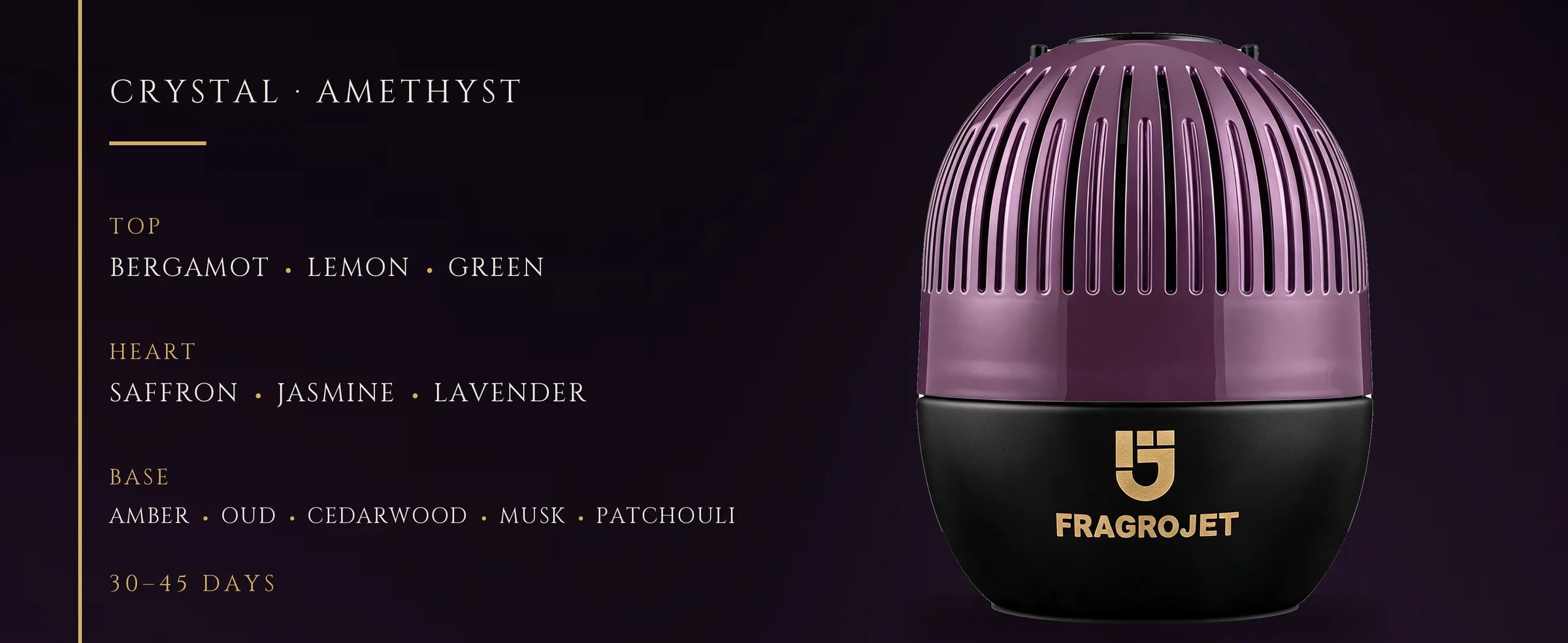 Flowertrail Crystal Amethyst — fragrance notes infographic