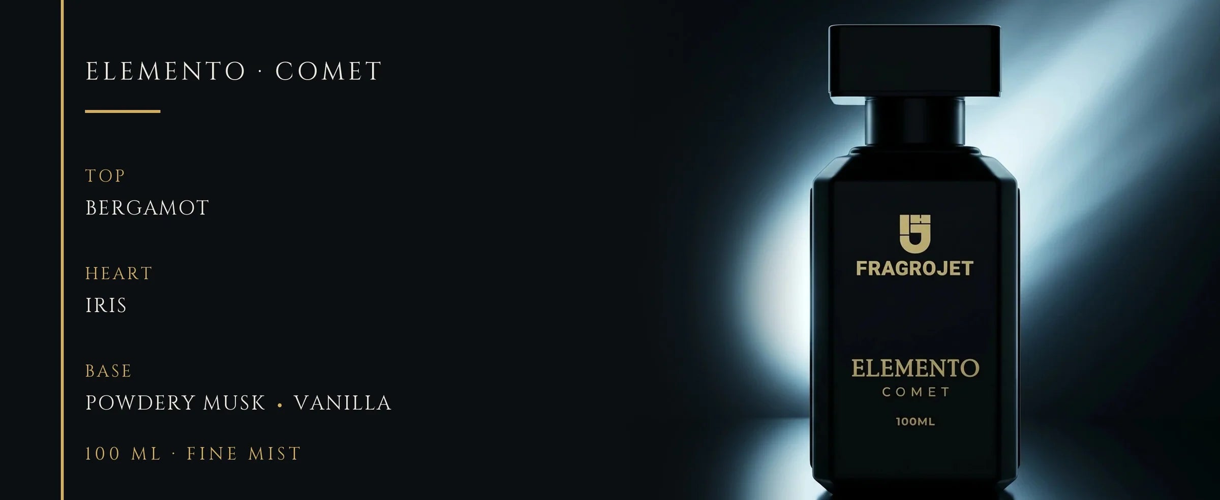 Flowertrail Elemento Comet — fragrance notes infographic