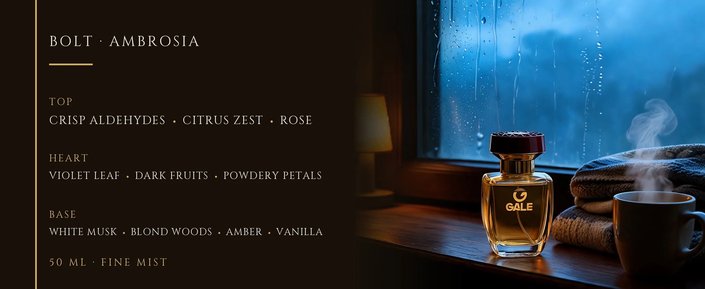 Flowertrail Bolt Ambrosia — fragrance notes infographic