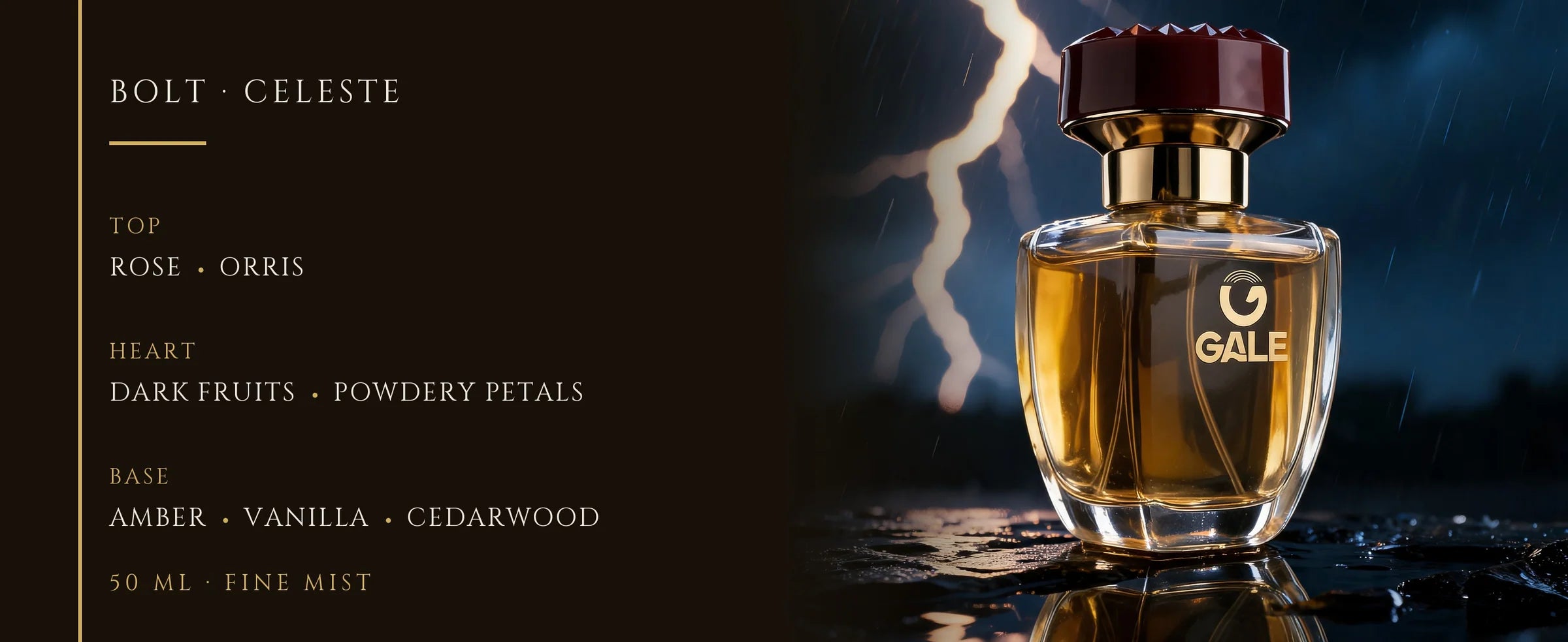 Flowertrail Bolt Celeste — fragrance notes infographic