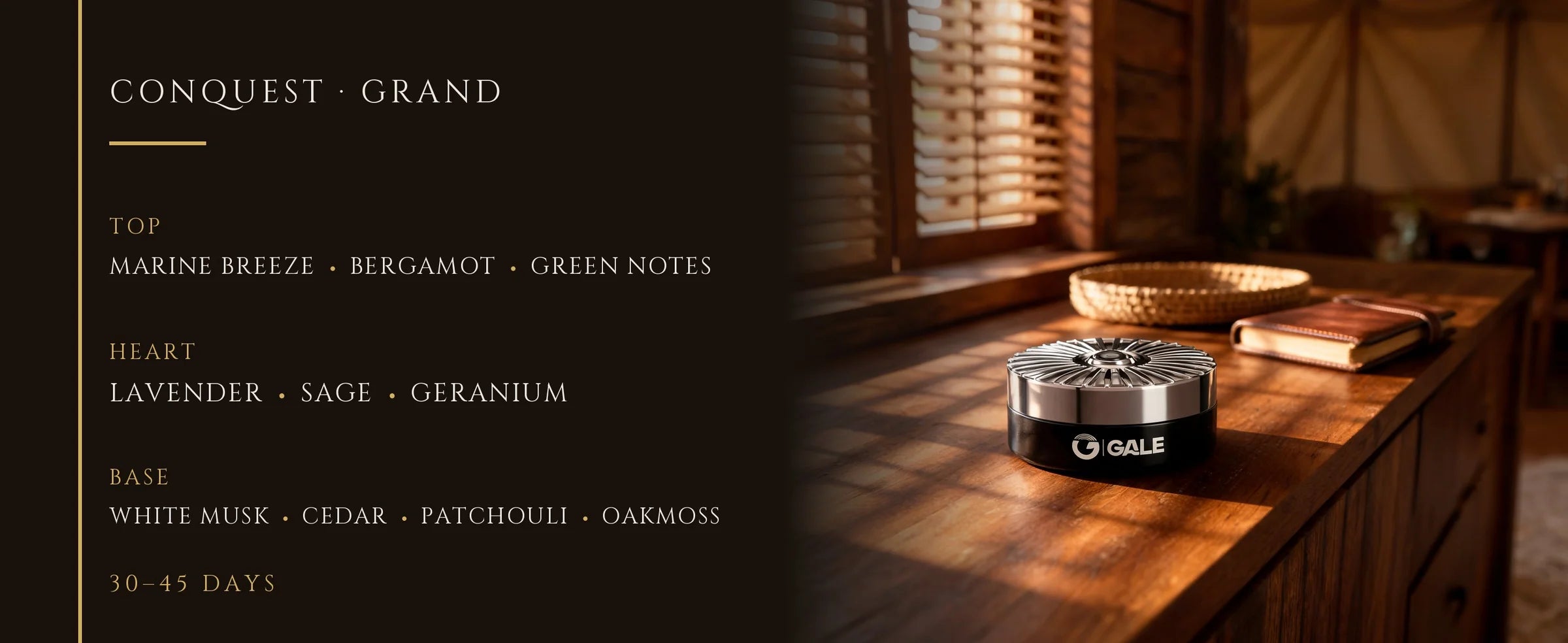 Flowertrail Conquest Grand — fragrance notes infographic