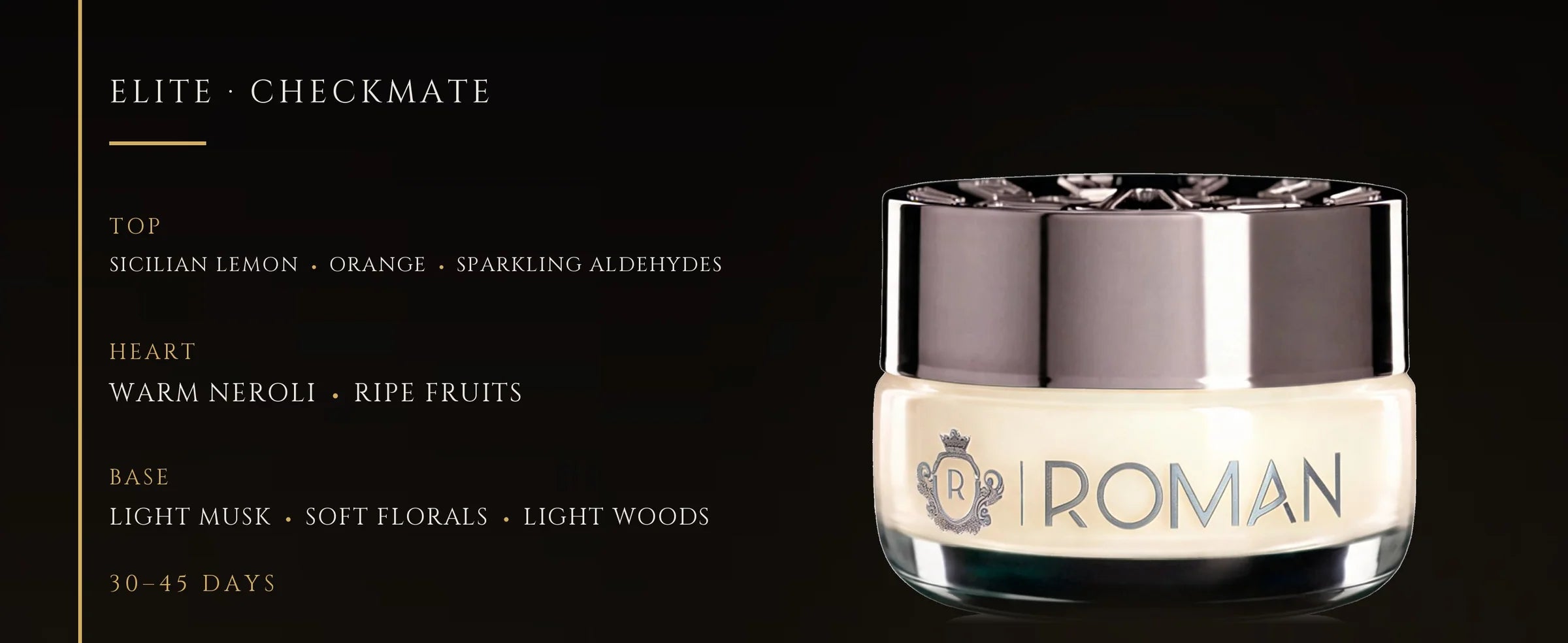 Flowertrail Elite Checkmate — fragrance notes infographic