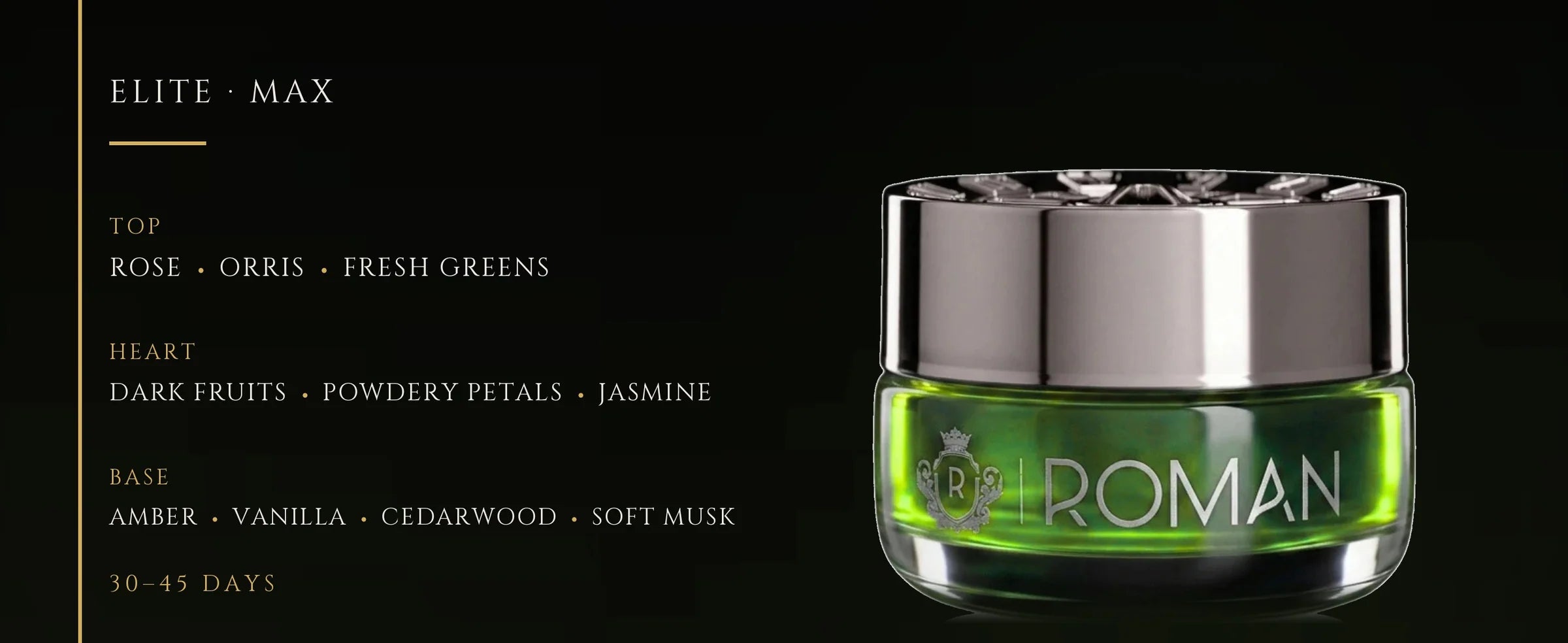 Flowertrail Elite Max — fragrance notes infographic