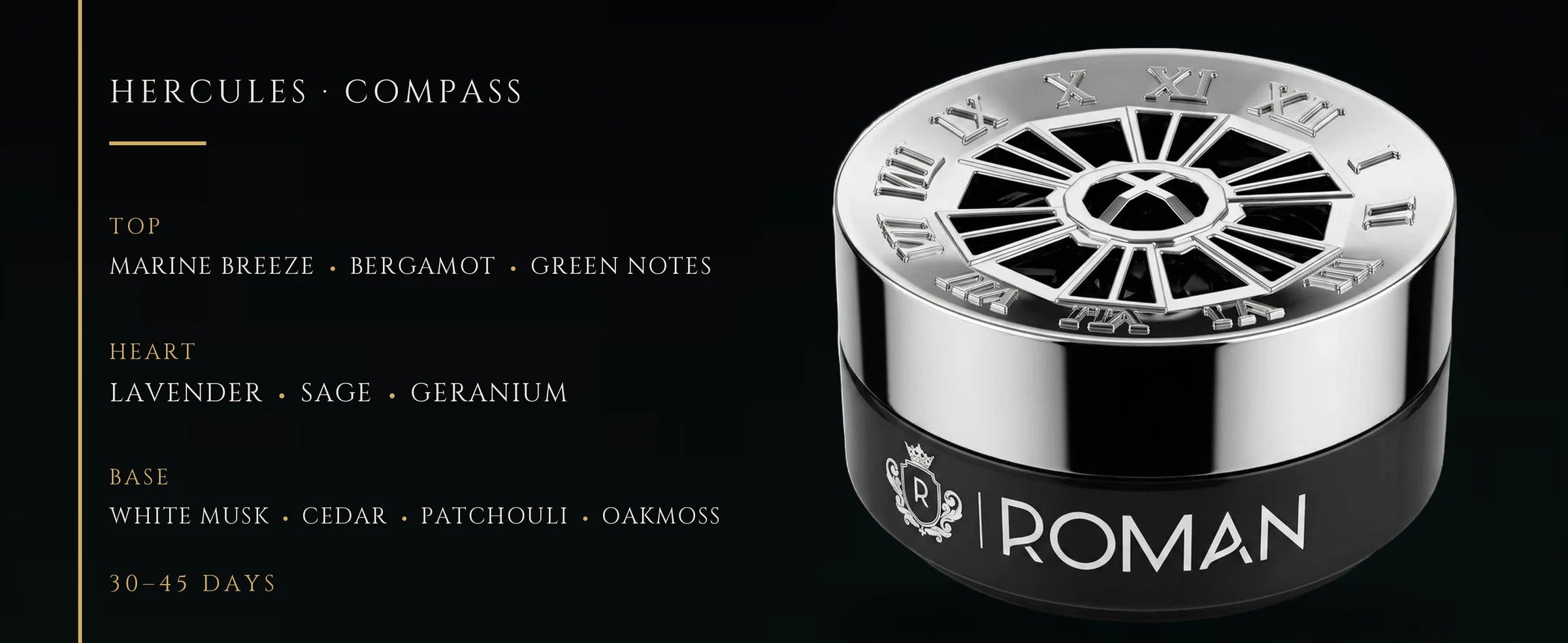 Flowertrail Hercules Compass — fragrance notes infographic