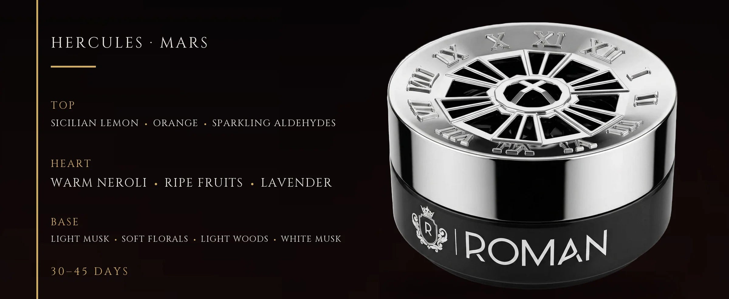 Flowertrail Hercules Mars — fragrance notes infographic