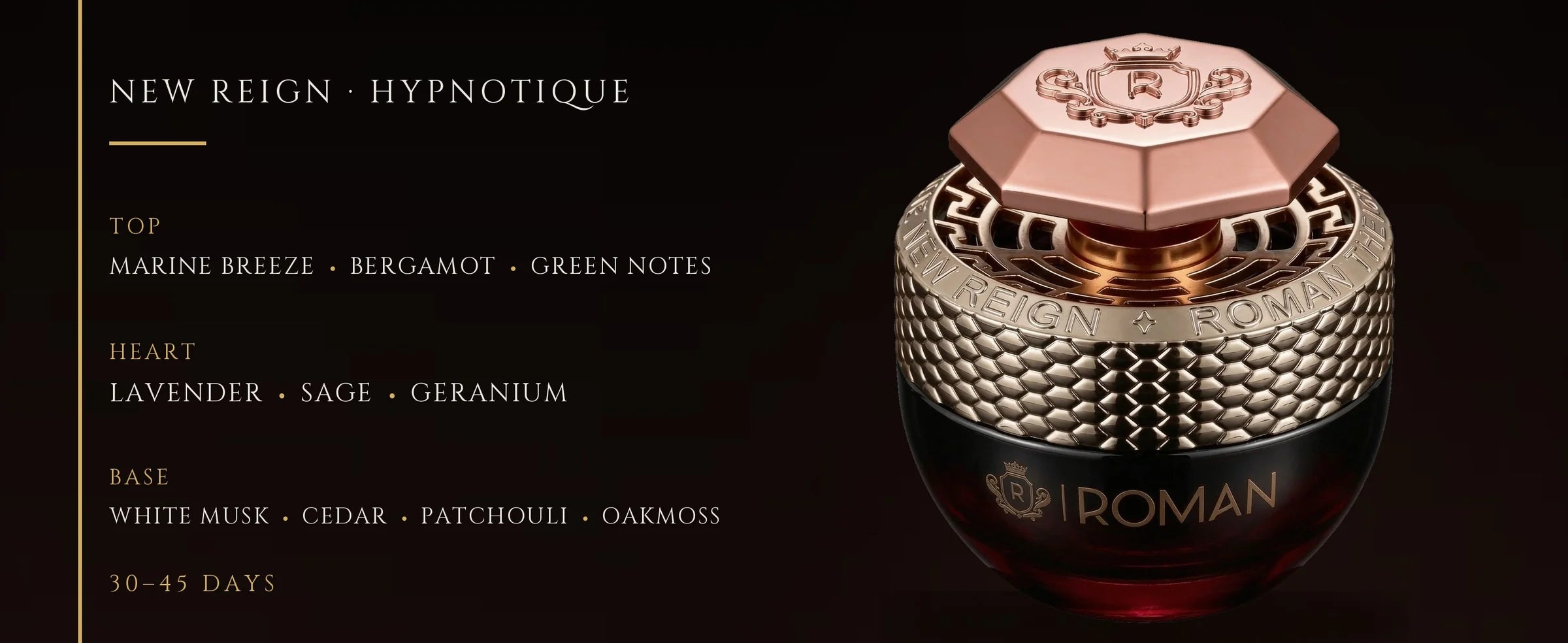 Flowertrail New Reign Hypnotique — fragrance notes infographic