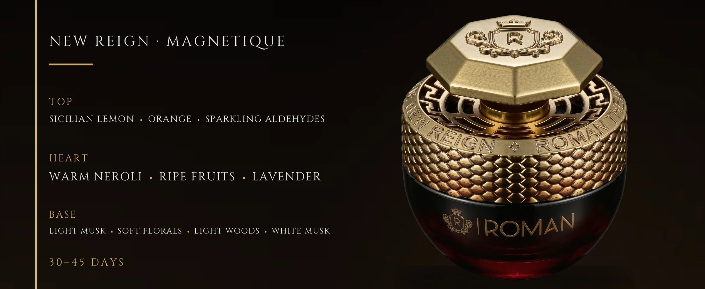Flowertrail New Reign Magnetique — fragrance notes infographic