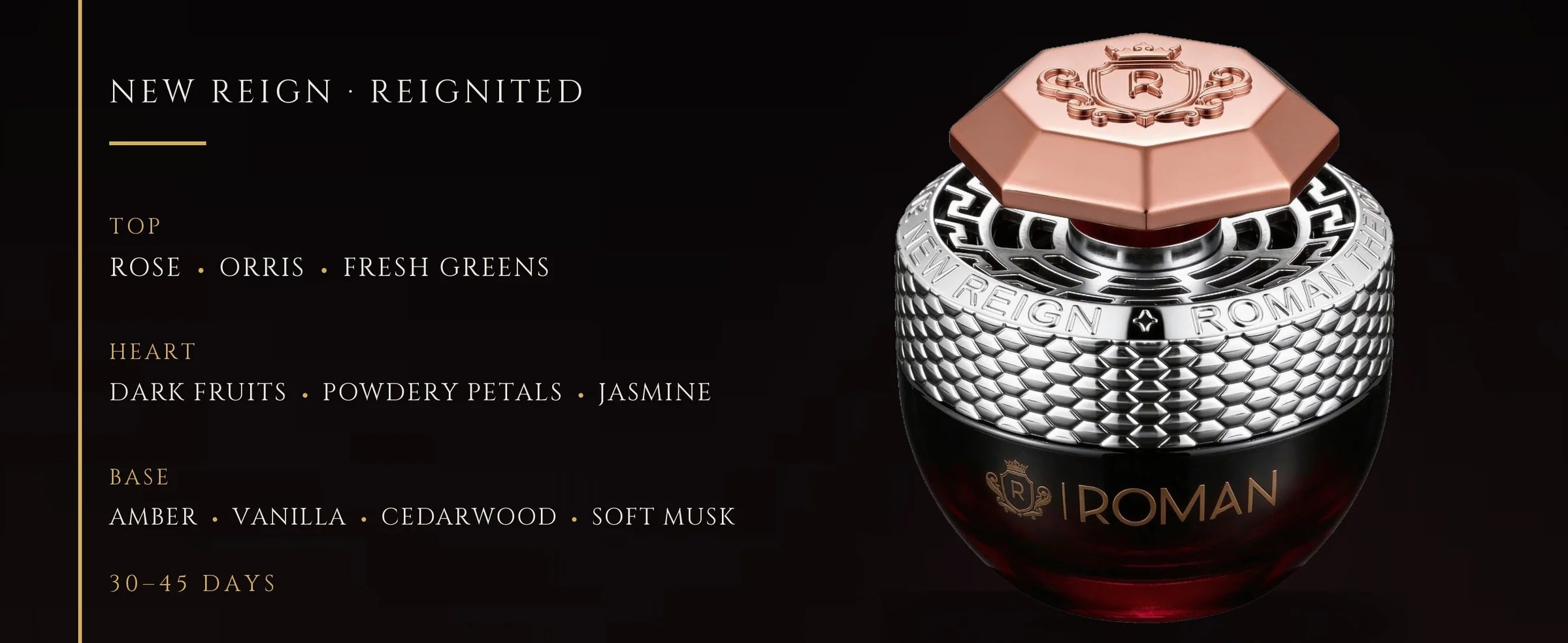 Flowertrail New Reign Reignited — fragrance notes infographic